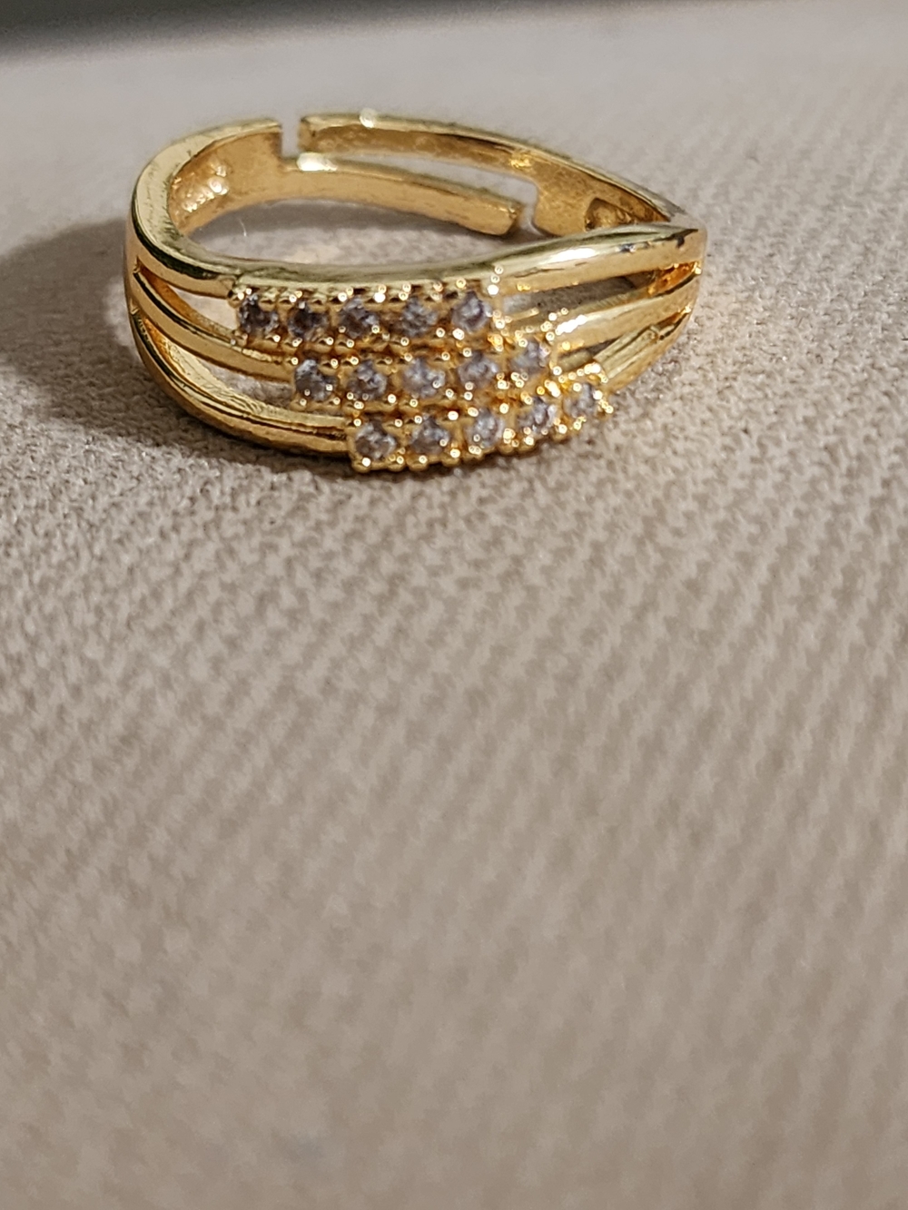 RING BUNDLES Gold Cluster Cubic Zirconia Adjustable Ring - Women's Fashion